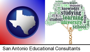 San Antonio, Texas - education concept tags