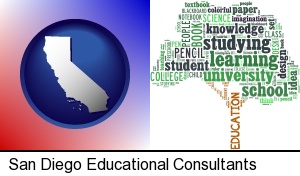 San Diego, California - education concept tags